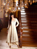 Cream Embroidered Anarkali Lawn Suit – Women's Festive Kurta Sharara Set