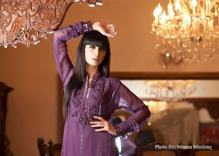 Deep Purple Embroidered Lawn Suit with Sequins – Royal Festive Glamour - XS