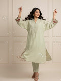 Mint Green Embroidered Lawn Suit with Scalloped Hem – Women's Festive Kurta Set
