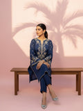 Navy Blue Embroidered Lawn Suit with Zari Work – Women's Festive Kurta Palazzo Set