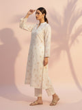 Off-White Floral Embroidered Lawn Suit – Women's Summer Kurta Palazzo Set