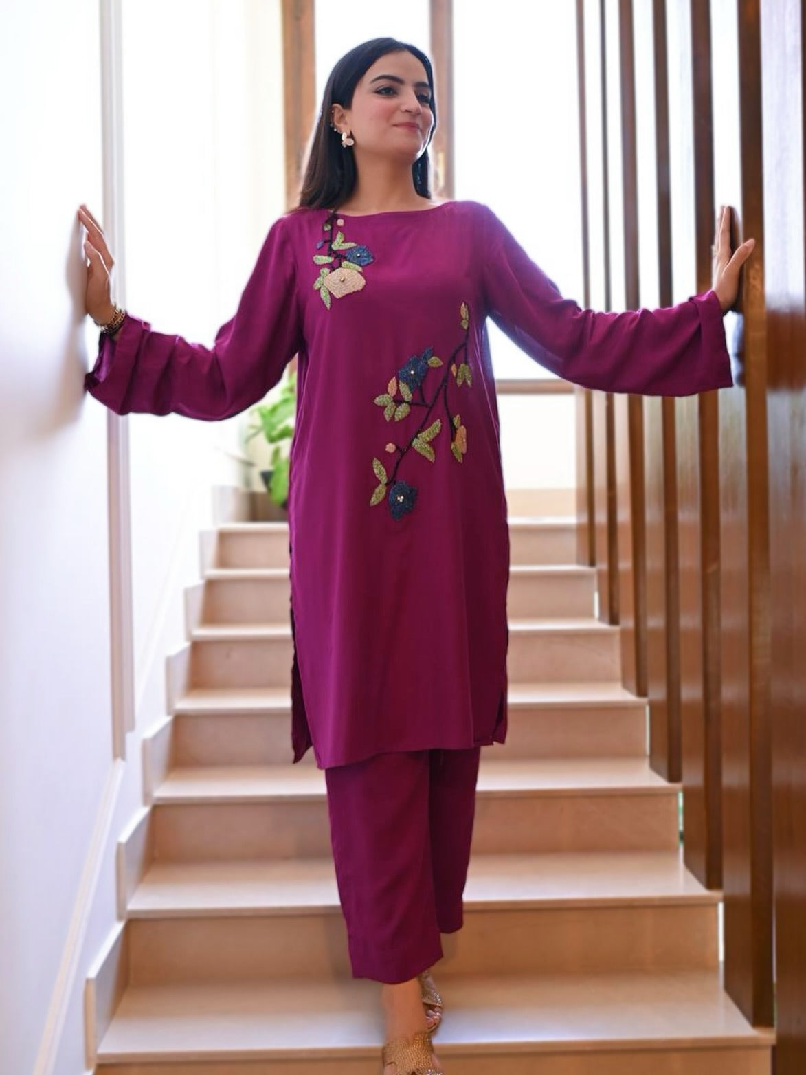 Magenta Beaded Embroidered Lawn Suit – Vibrant & Joyful Elegance